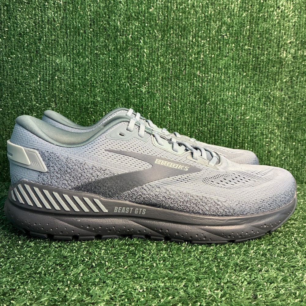 NEW Brooks Beast GTS 24 Cushion Support Running Shoes Grey Mens Size 14 2E Wide